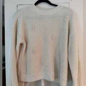 Mango Cream Sweater with Pearl Details
